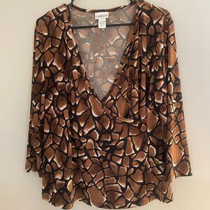 Chico's Leopard Print V-Neck Blouse Size 2